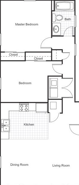 2 Bedroom 2 Bath 2D Floorplan-Faubourg Lafitte, New Orleans